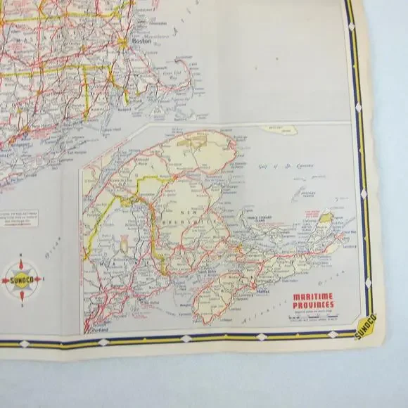 Vintage 1958 SUNOCO Gas Company Road Map Eastern United States - Picture 6 of 12